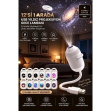 Thorqtech Yıldız Galaksi Projektörü 12’si 1 Arada | Tavan Yansıtmalı Gece Lambası & Oda Aydınlatma | 12 Uzay Slaytlı USB Projektör