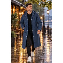 Unisex Eva Kumaş Lacivert Su Rüzgar Geçirmez Yağmurluk