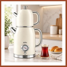 Bezos Elektrikli Retro Çay Seti 1600W Cam Demlik 1.8l+1l Derece Göstergeli Pro