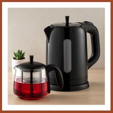 Bezos Elektrikli Çay Seti 1600W - Cam Demlik 1.7l & 0.7l Pro