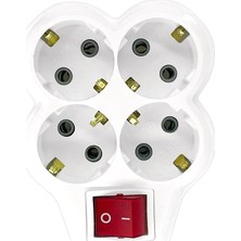 Zedu 4'lü Anahtarlı Golyat Priz Çoklayıcı Beyaz 16A 220-250V
