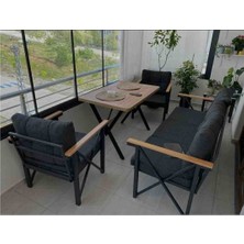 Gül Konspet 3 1 1 Masalı(Antrasit Gri) Balkon Bahçe Takımı Çay Seti