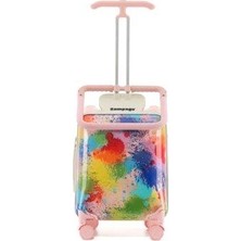Zampago Cheerful Kabin Boy Çocuk Valizi  Binilebilir  Düşme Engelleyici Ks X1 P Pembe