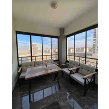 Gül Konspet 3 1 1 Masalı (Krem) Balkon Bahçe Takımı Çay Seti