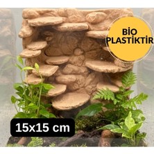 Flexis 15X15 cm Katmanlı Kaya Tasarımlı Teraryum Arka Fonu ve Basamaklı Dekor