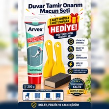 Duvar Tamir Onarım Macun Seti Beyaz Renk 2 Spatula ve 1 Zımpara Seti 200 Gr.