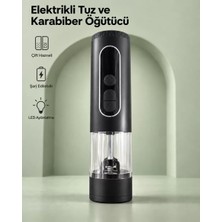 Midas Toptan Home Çift Hazneli Şarj Edilebilir Elektrikli Tuz ve Karabiber Öğütücü Siyah