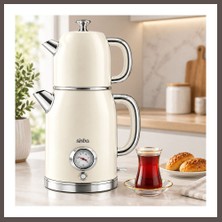 Bezos Elektrikli Retro Çay Seti 1600W Cam Demlik 1.8l+1l Derece Göstergeli ECO123