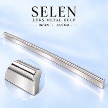 Badem10 Selen Inox Inoks Krom Gümüş Metal Kulp 800 mm Çekmece Mutfak Dolap Kulpu Banyo Şifonyer Kitaplık Kulbu