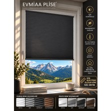 Evmiaaplise Antrasit Katlanabilir Plise Perde – Özel Ölçü Cam Balkon, Mutfak, Salon ve Ofis Perdesi