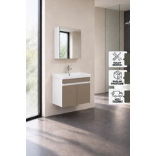 Karen Banyo Sedef 60 Cm, Lavabolu Banyo Dolabı, Lavabo Dahil, Ayna Dahil, Beyaz - Dafne