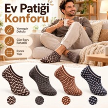 Budi Erkek Ev Patiği 4'lü Set | Geometrik Desenli Örgü Görünümlü Kısa Patik Çorap Karışık Renkli Paketler