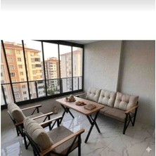 Gül Konspet 3 1 1 Masalı (Cappucıno-Kazayağı) Balkon Bahçe Takımı Çay Seti