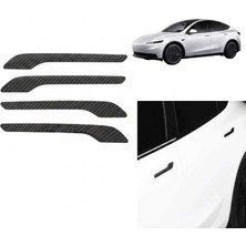 Marsilyan Tesla Model 3 Y Uyumlu Karbon Dış Kapı Kolu Koruyucu Kaplama Seti 4 Lü Siyah