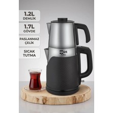 Ege Türk Coverlı Elektrikli Çay Makinesi Çaycı 2000W 1.7l Kettle 1.2l Demlik Paslanmaz Çelik Inox