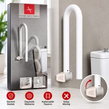 Bozkar Katlanabilir Duvar Tipi Banyo Tuvalet Güvenlik Tutamağı 46 cm Beyaz Destek Barı