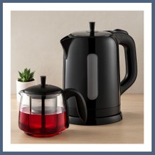 Bezos Elektrikli Çay Seti 1600W - Cam Demlik 1.7l & 0.7l BZS10