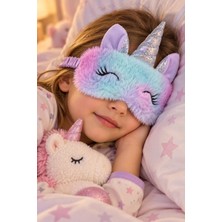 Binbirreyon Unicorn Göz Bandı Uyku Göz Bandı Peluşlu Yumuşak Saten Iç Astarlı 20X9CM Göz Maskesi PC474