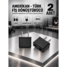 2 Adet Amerikan - Türk Fiş Dönüştürücü Priz Adaptörü - Avrupa Amerikan Düz Priz Dönüştürücü