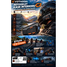 Akıllı Bayi C2 4 Kişi Eşleşmeli Motosiklet Kask Kulaklığı Intercom Su Geçirmez Bt 6.0