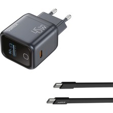 E-Kervan  45W Akıllı Şarj ve Gan Teknolojisi Led Ekranlı Göstergeli Type-C Girişli Tüm Cihazlar MacBook Air/Pro  iPad Samsung iphone Serisi Orjinal Ce Lisanslı Şarj Cihazı Yeni Nesil Son Teknoloji