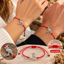 Bileklik Kadın Erkek Unisex Kırmızı Ipli Flamingo Figürlü Taşlı Ayarlanabilir Bileklik