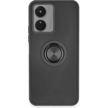 Toyigoo Vivo Y16 Kılıf Montreal Yüzüklü Silikon Kapak - Siyah