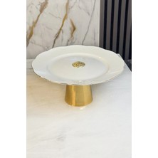 May Home Gold Detaylı Porselen Pasta Sunum Standı & Kurabiye Kek Sunumluğu