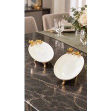 May Home 2'li Oval Porselen Sunum Tabağı & Meze Salata Ikramlık Servislik Firuze