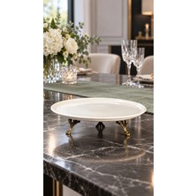May Home Porselen Ayaklı Sunum Servis Tabağı (Büyük Boy 32 Cm)