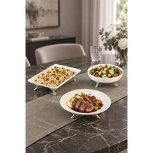 May Home 3 Parça Porselen Lüks Tabak Kase Seti & Salata Yemek Meze Servisliği