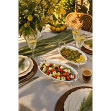 May Home 2'li Porselen Kulplu Kayık Tabak & Oval Meze Sunumluğu Servisliği