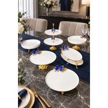 May Home 7 Parça Porselen Sunum Seti & Kayık Tabak Kase Kurabiyelik