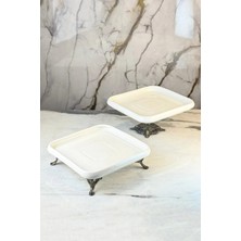 May Home 2'li Porselen Modern Ayaklı Sunum Tabağı Seti