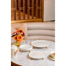 May Home Metal Ayaklı Porselen Kase Tabak Sunum Servis Seti (32-27-25 Cm)