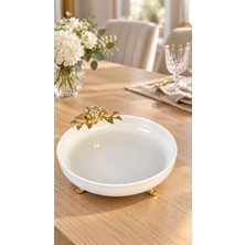 May Home Bron Ayaklı Porselen Salata Sunum Kasesi
