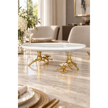 May Home Modern Ayaklı Porselen Sunumluk Tabak (27 Cm)