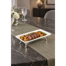 May Home Porselen Dikdörtgen Ayaklı Sunumluk Servislik Tabak