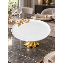 May Home Laleza Kand Ayaklı Pasta Sunum Tabağı & Yuvarlak Porselen Tabak (27 Cm)