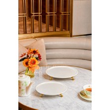 May Home 2'li Ayaklı Porselen Sunum Tabak Seti (32 - 27 Cm)