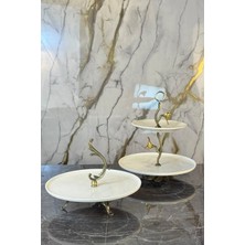 May Home 2 Parça Eskitme Porselen Sunumluk Set & Kurabiyelik Kek Pasta Tabağı