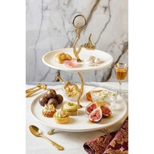 May Home 2 Katlı Porselen Kurabiyelik Ikramlık Sunumluk Tabak
