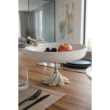May Home Gümüş Pırlanta Kelebek Detaylı Ayaklı Porselen Kase