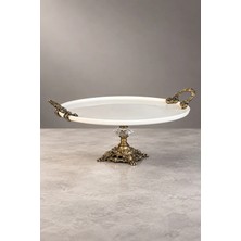 May Home Antik Ayaklı Kulplu Porselen Sunumluk Tabak ( 27 Cm)