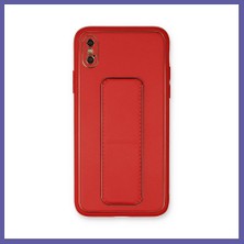 Nida iPhone Xs Max Kılıf Coco Deri Standlı Kapak - Kırmızı Nıda