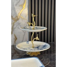 May Home Porselen 2 Katlı Kurabiyelik & Ayaklı Sunumluk