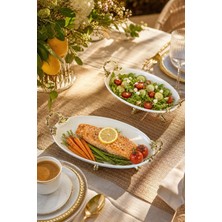 May Home 2'li Porselen Kulplu Kayık Tabak & Oval Meze Sunumluğu Servisliği
