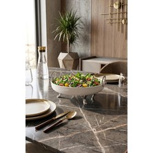May Home Metal Ayaklı Kulplu Porselen Kase & Salata Meyve Meze Sunumluğu