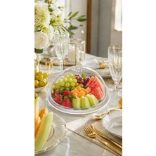 May Home Porselen Tabaklı Kapaklı Kek Fanusu & Akrilik Kapaklı Sunumluk ( 31 cm )