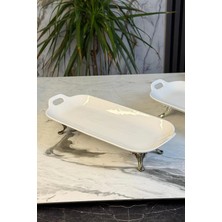 May Home Porselen Tutmalı Ayaklı Sunumluk Ikramlık Tabak